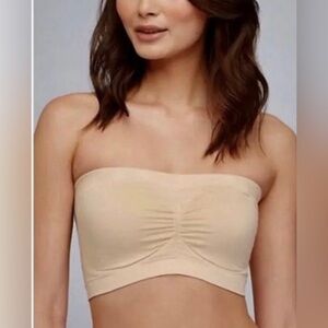 COPY - Yummie Strapless Comfort Bra Removable Pads Wire Free S M Nude Beige Ban…
